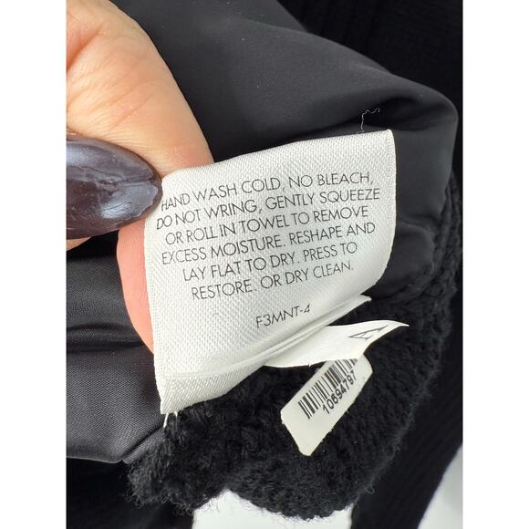 Eileen Fisher Merino Wool Puffer Trim Vest Black Sleeveless Funnel Neck M - Picture 8 of 10